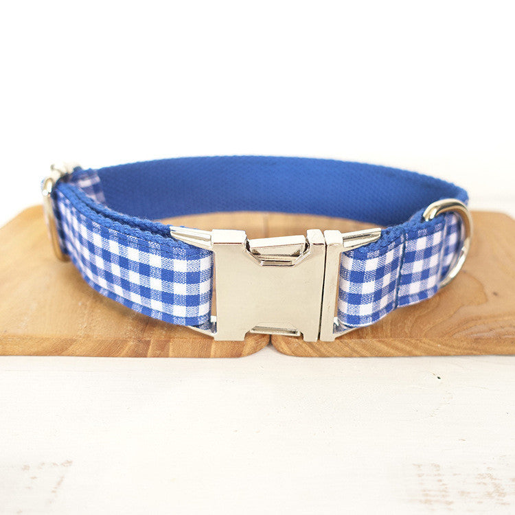 Blue Checkered Dog Collar for Pets