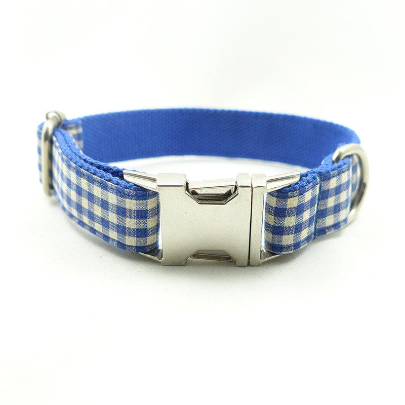 Blue Checkered Dog Collar for Pets