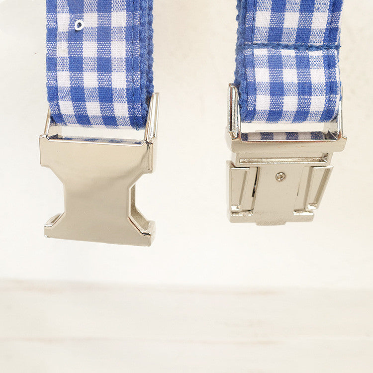 Blue Checkered Dog Collar for Pets