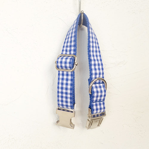 Blue Checkered Dog Collar for Pets