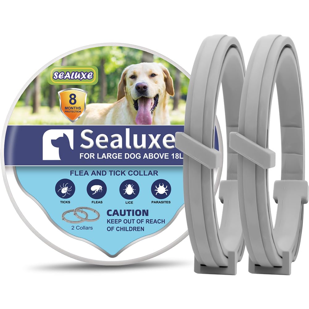 Flea Collar for Dogs Flea and Tick Collar for Dogs 8-Month Long Lasting Protection for Large Dogs Safe Natural Ingredients Flea Prevention for Dogs Dog Flea & Tick Control (2 Collars)